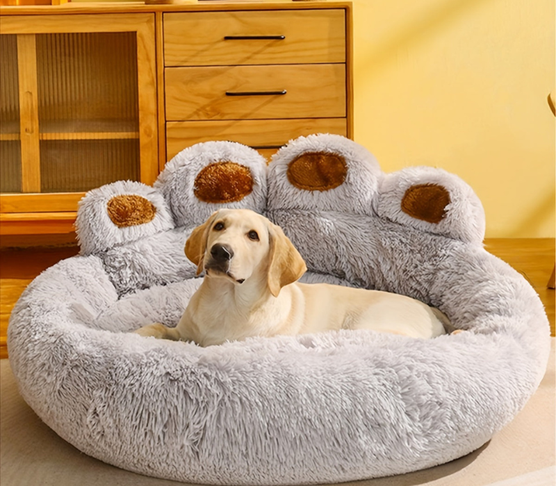 CozyPaw Washable Pet Bed with Paw-Shaped Design