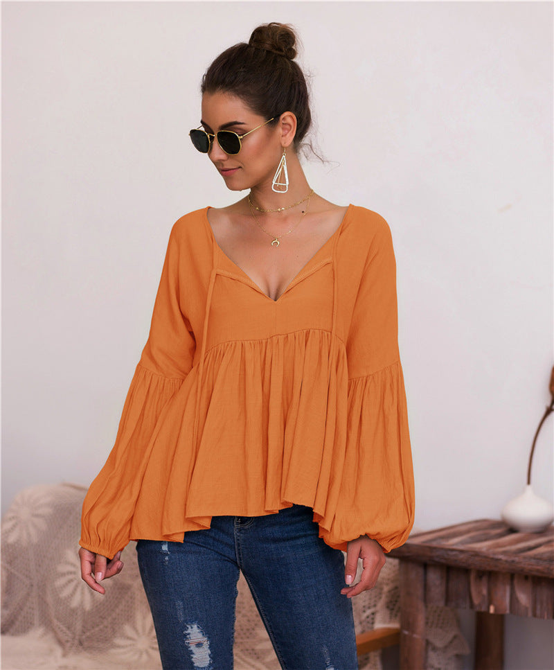 Ella Puff Sleeve V-Neck Blouse