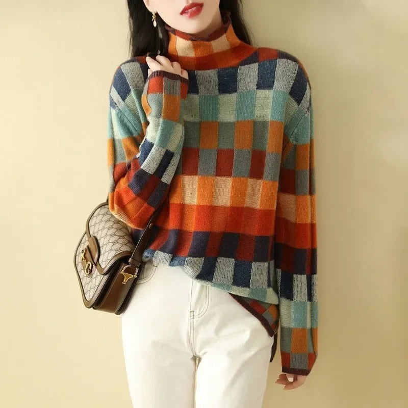 Aurora | Elegant Geometric Turtleneck Sweater