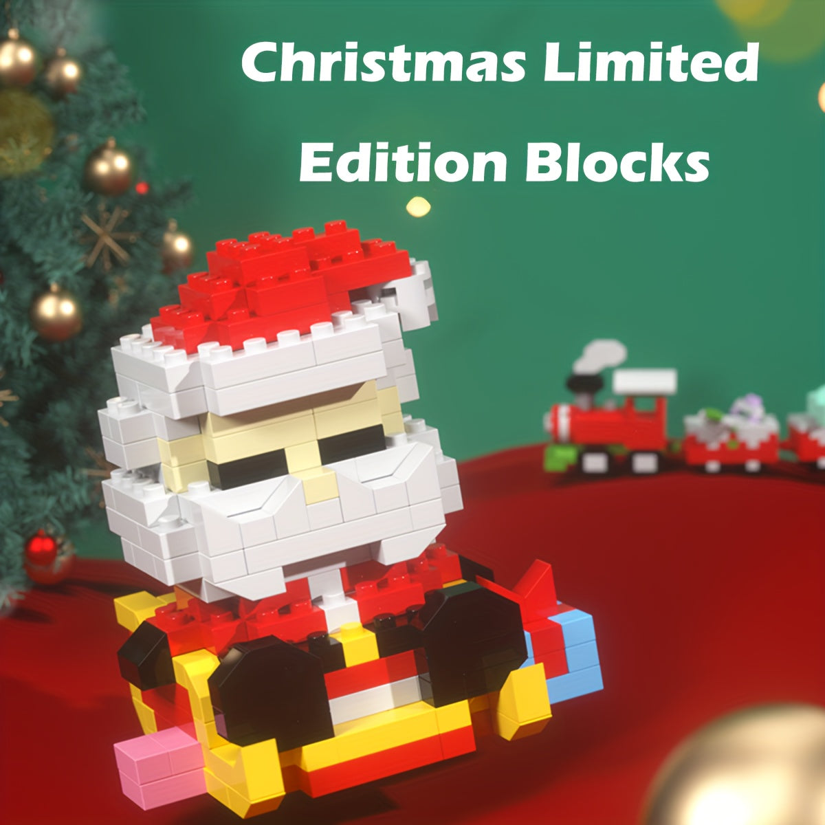 Festive Christmas Mini Building Blocks Set - Includes Tree, Elk, Train & More