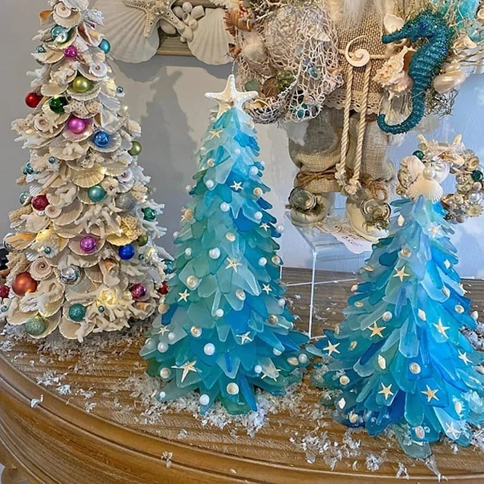 Seaside Serenity: Unique Handcrafted Glass Christmas Tree