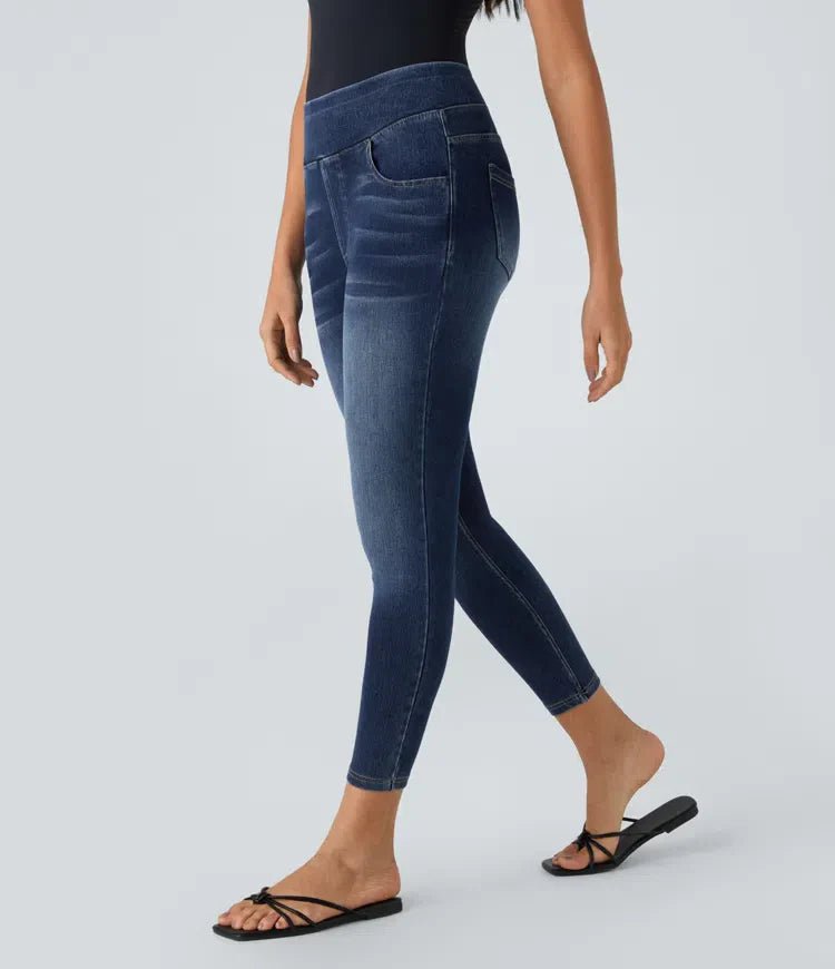 MagicFlex | High-waisted stretch denim casual leggings with back pocket