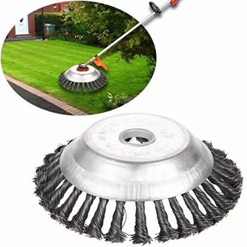 Lawn mower with weed brush for the garden