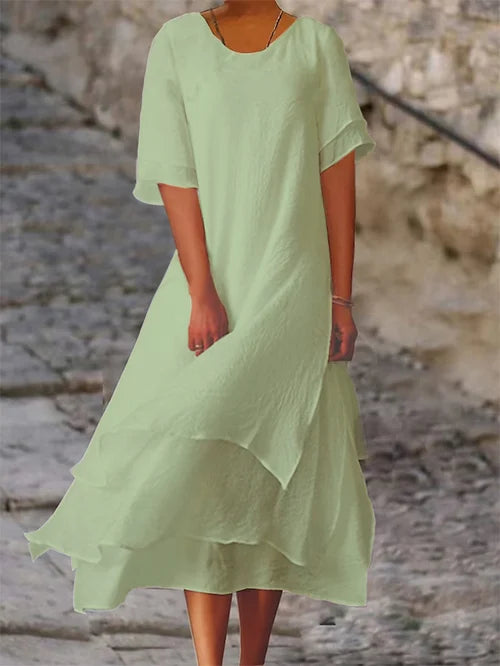 Hanna - Short-Sleeved Double-Layer Dress