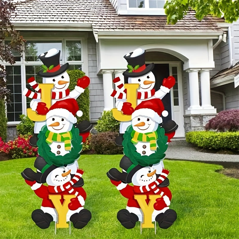 3pcs Set of Classic Snowman Christmas Yard Signs