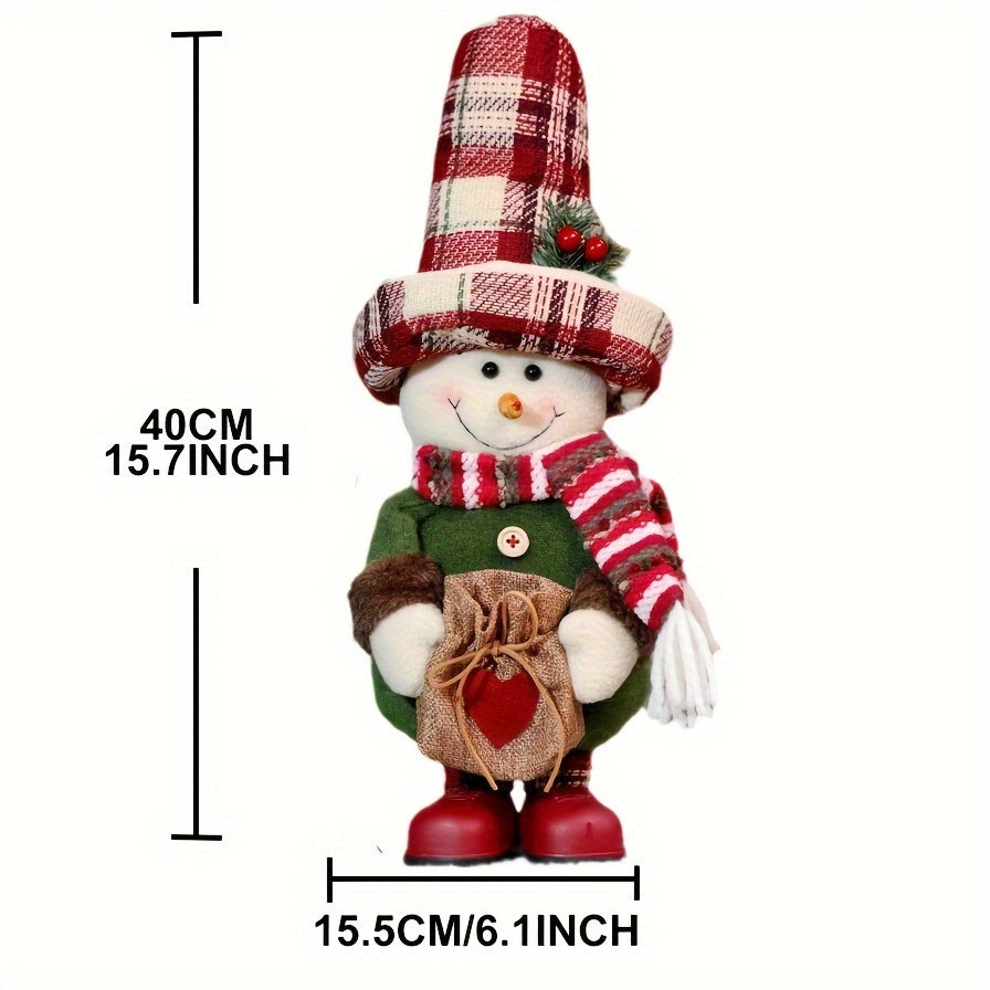 Vintage Checkered Santa Claus & Snowman Figurine!