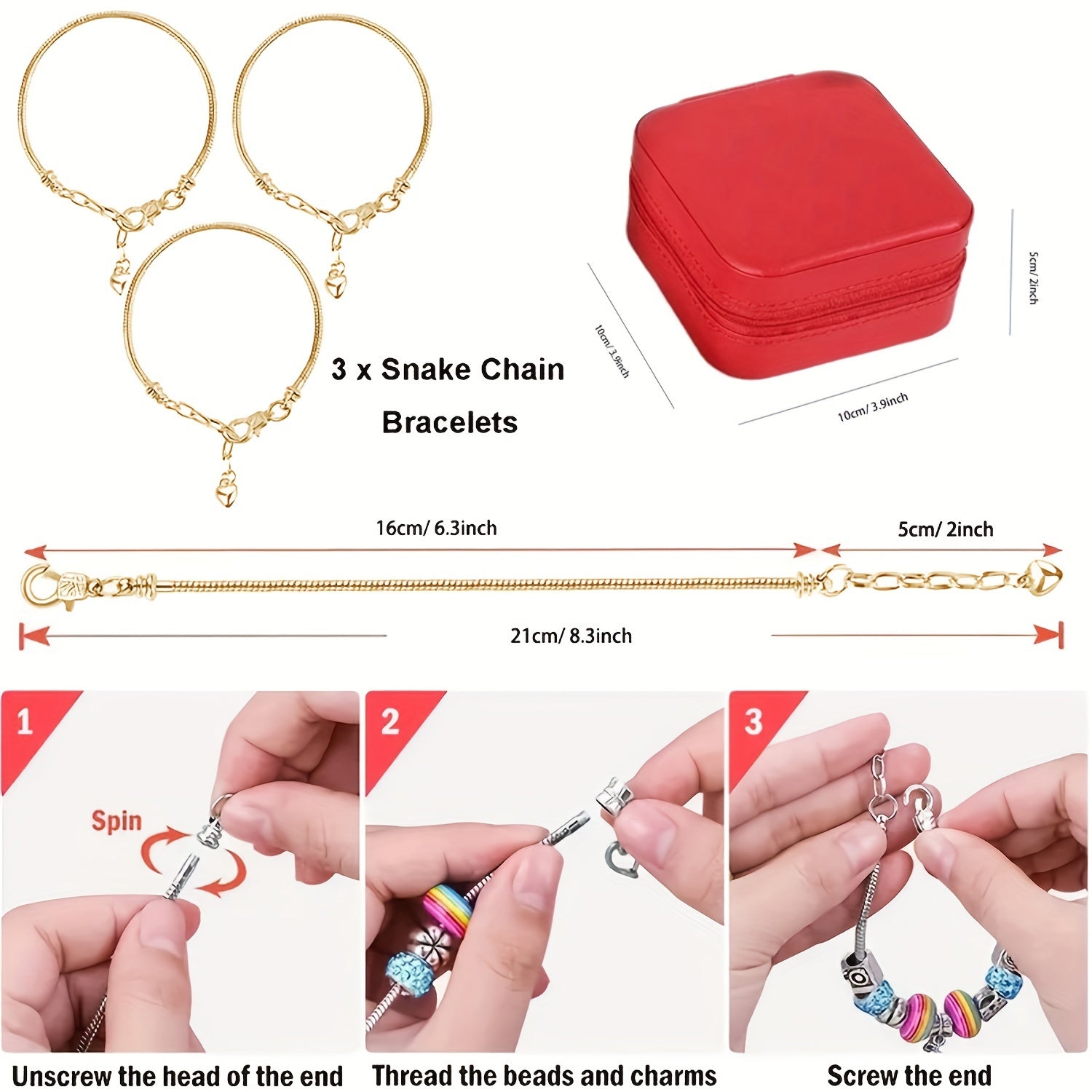 Christmas Charm Bracelet Making Kit, Elegant Red Green Series DIY Beads