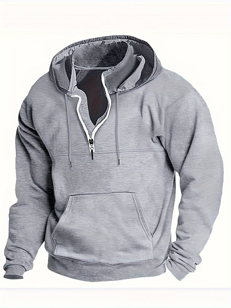 Hans - Hoodie with half zip and pockets