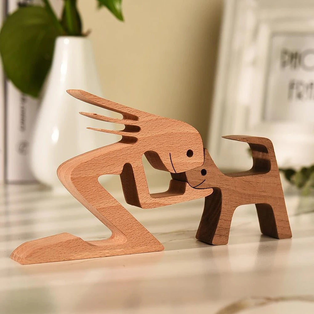 Handcrafted Wooden Dog Statue