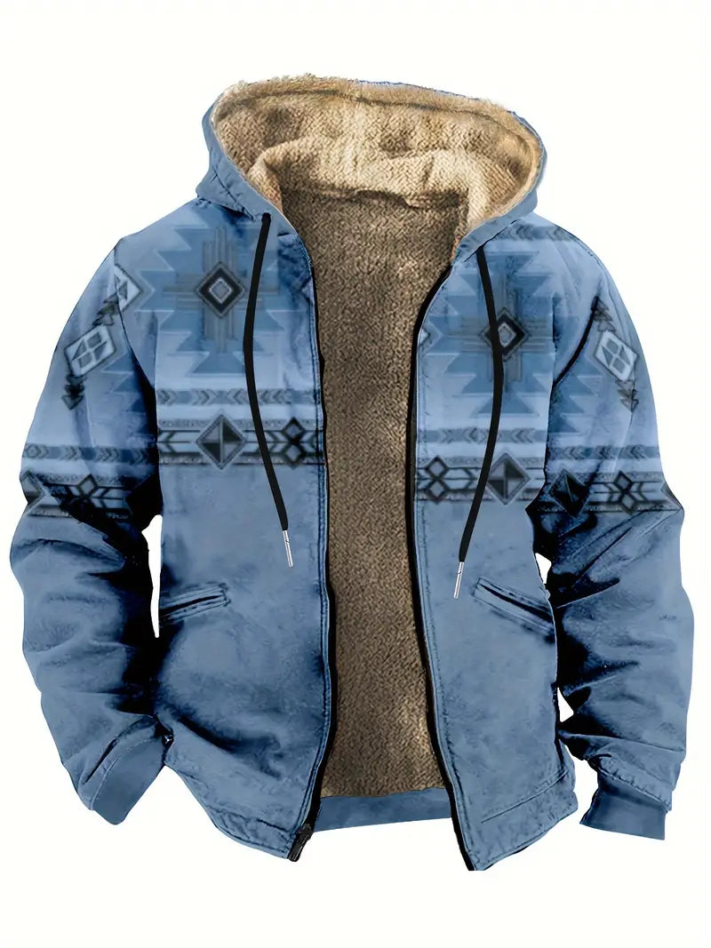 Ancell Fleece-Lined Zip-Up Hoodie with Hood