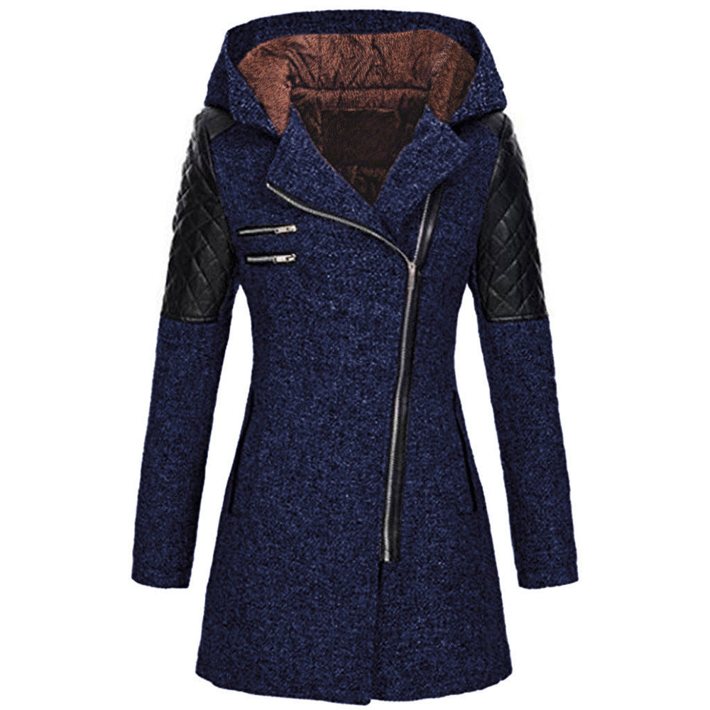 Caroline - Coat with diagonal zipper and extra warmth