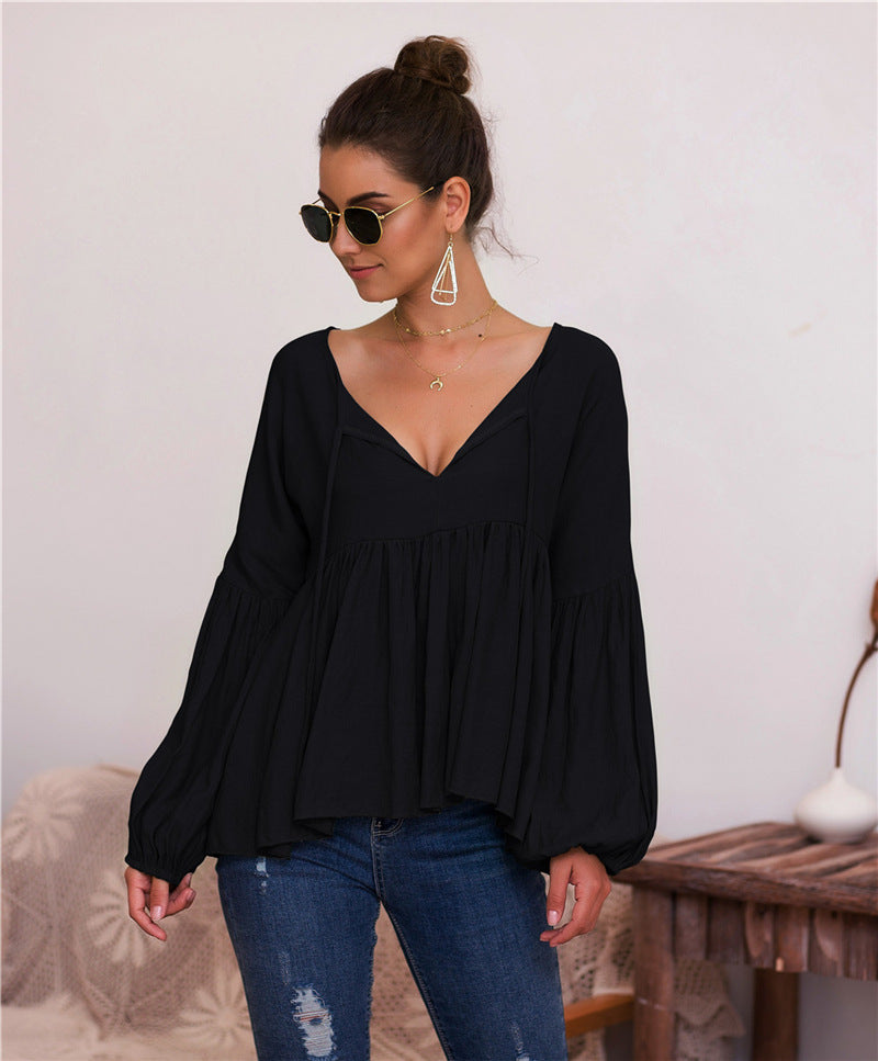 Ella Puff Sleeve V-Neck Blouse