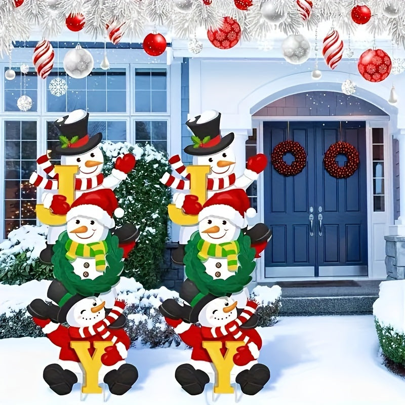 3pcs Set of Classic Snowman Christmas Yard Signs