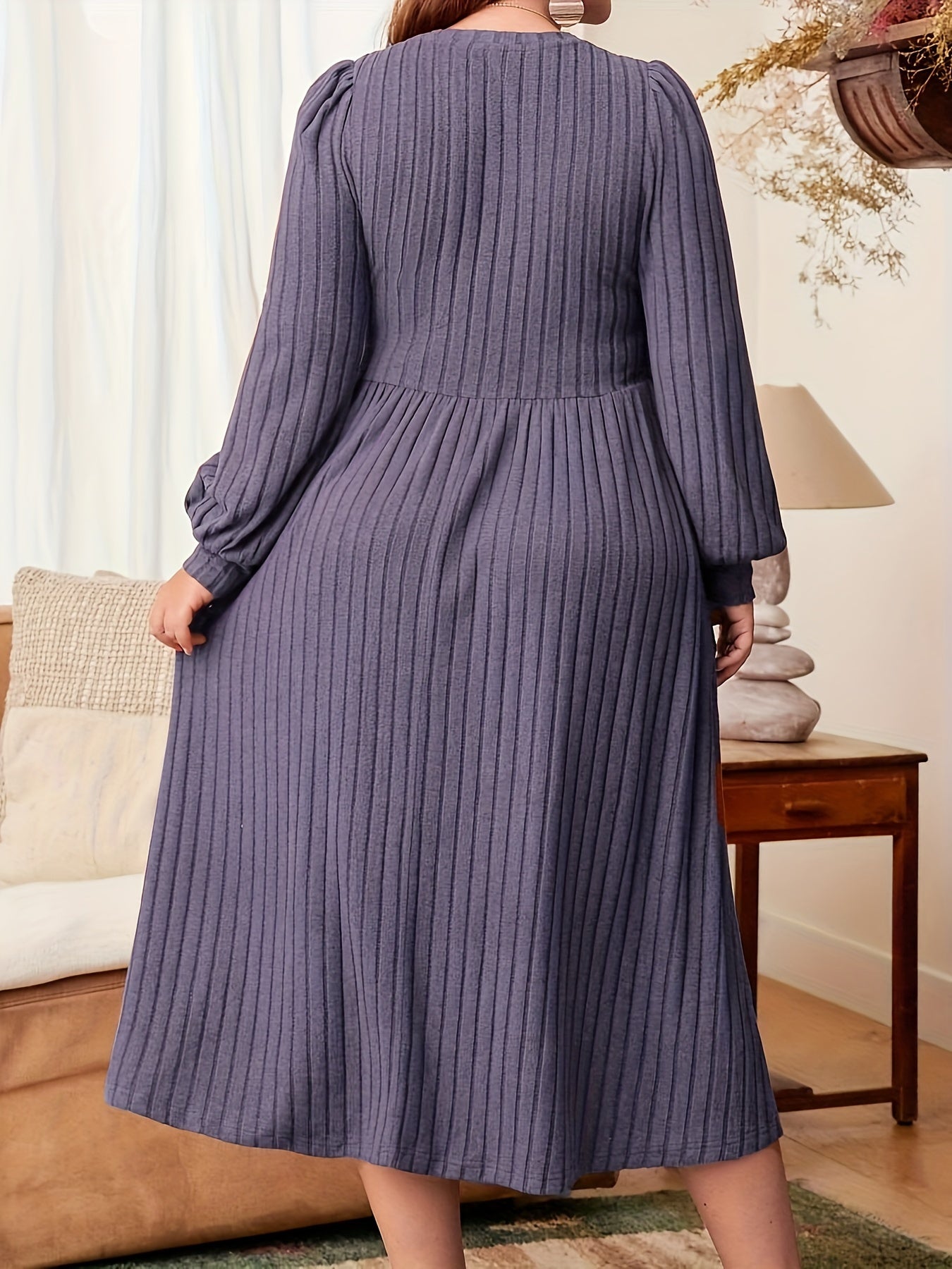 Line Pattern Long Sleeve Fashion Dress