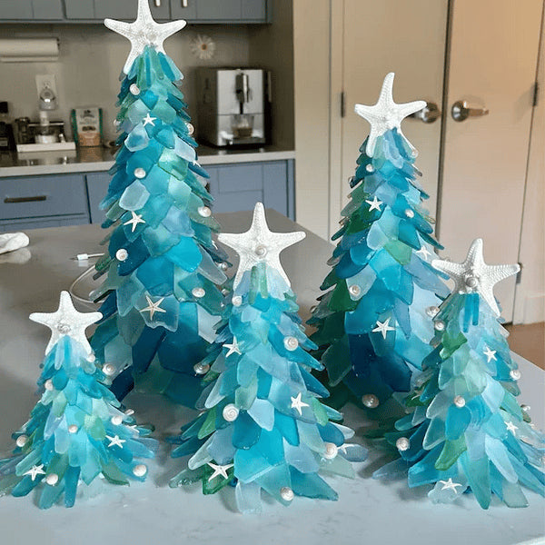 Seaside Serenity: Unique Handcrafted Glass Christmas Tree