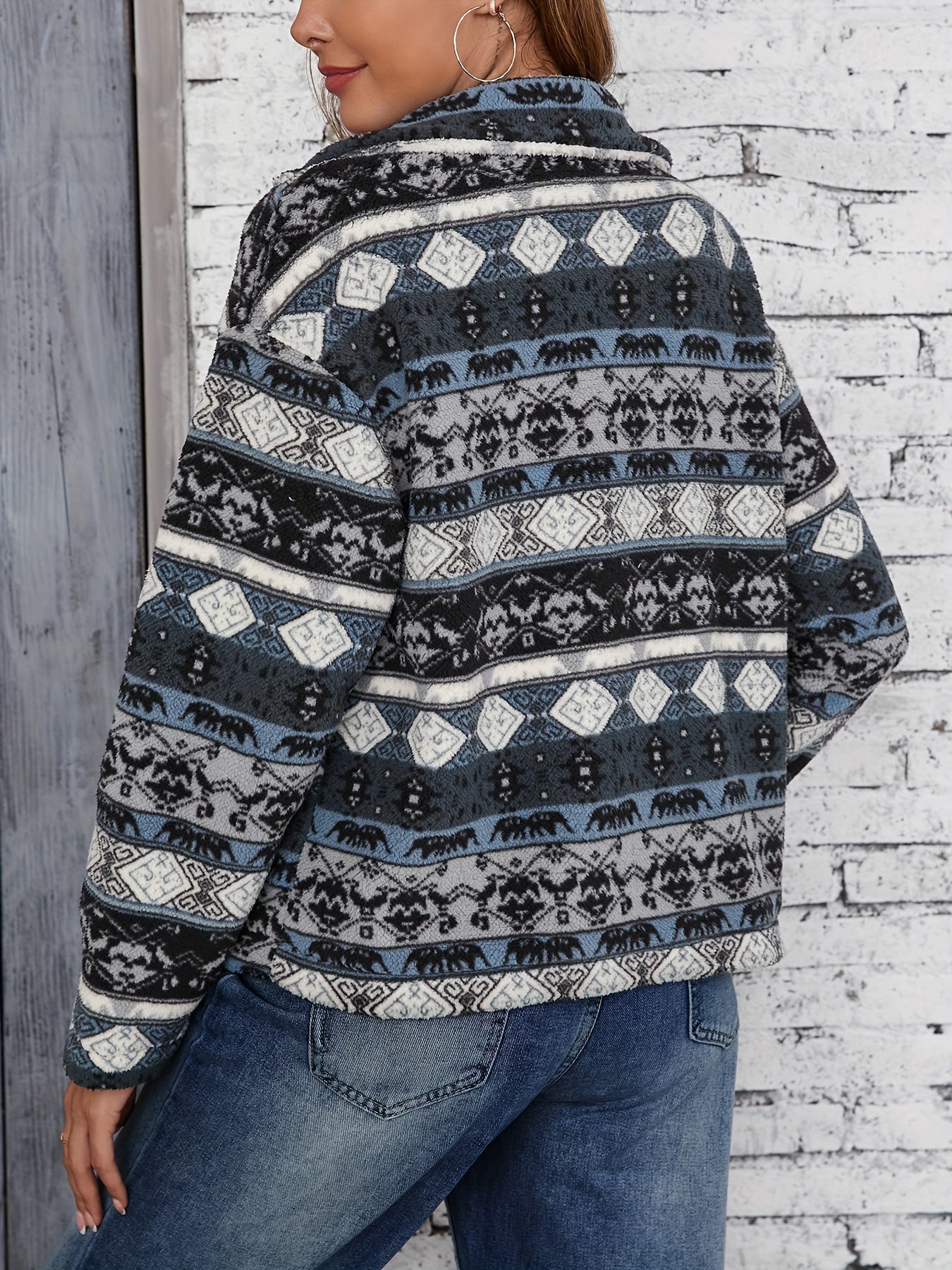 Ella Tribal-Patterned Fleece Jacket