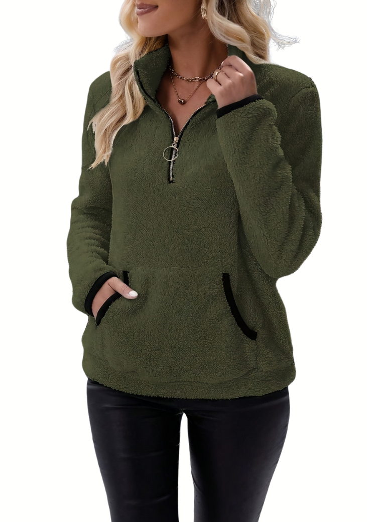 Willow - Warm Fleece-Lined Half-Zip Sweater