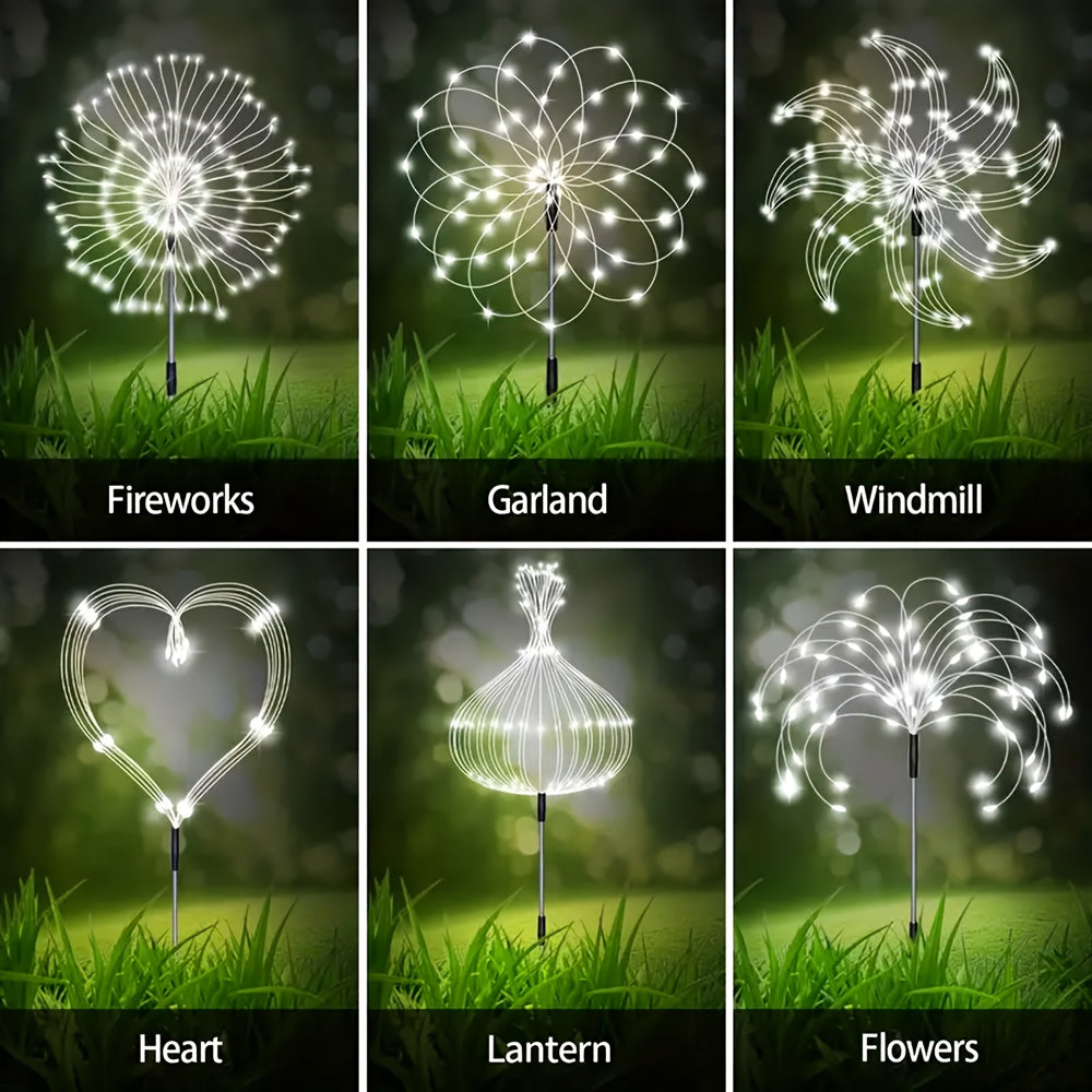 4pcs Led Solar Firework Lights, Outdoor Waterproof Solar Garden Fireworks