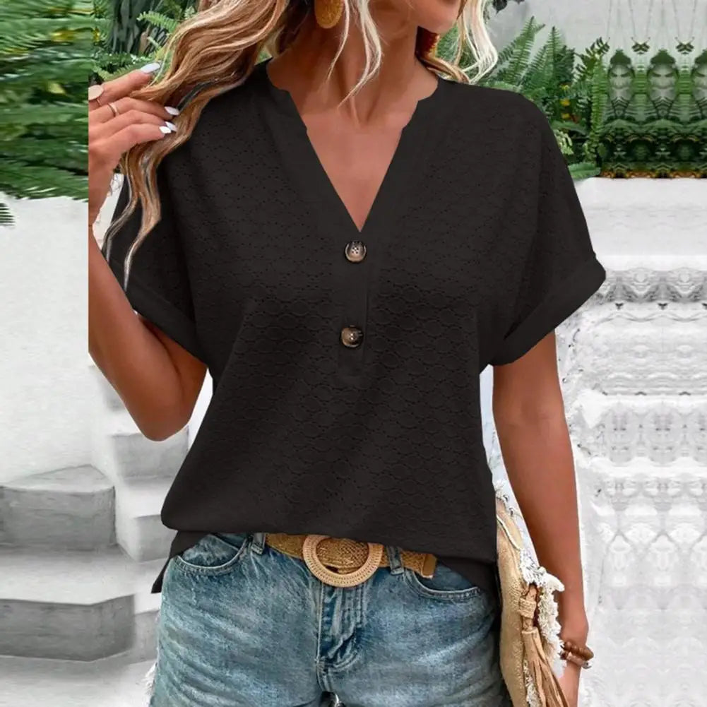 Madonna | Effortless V-Neck button Top