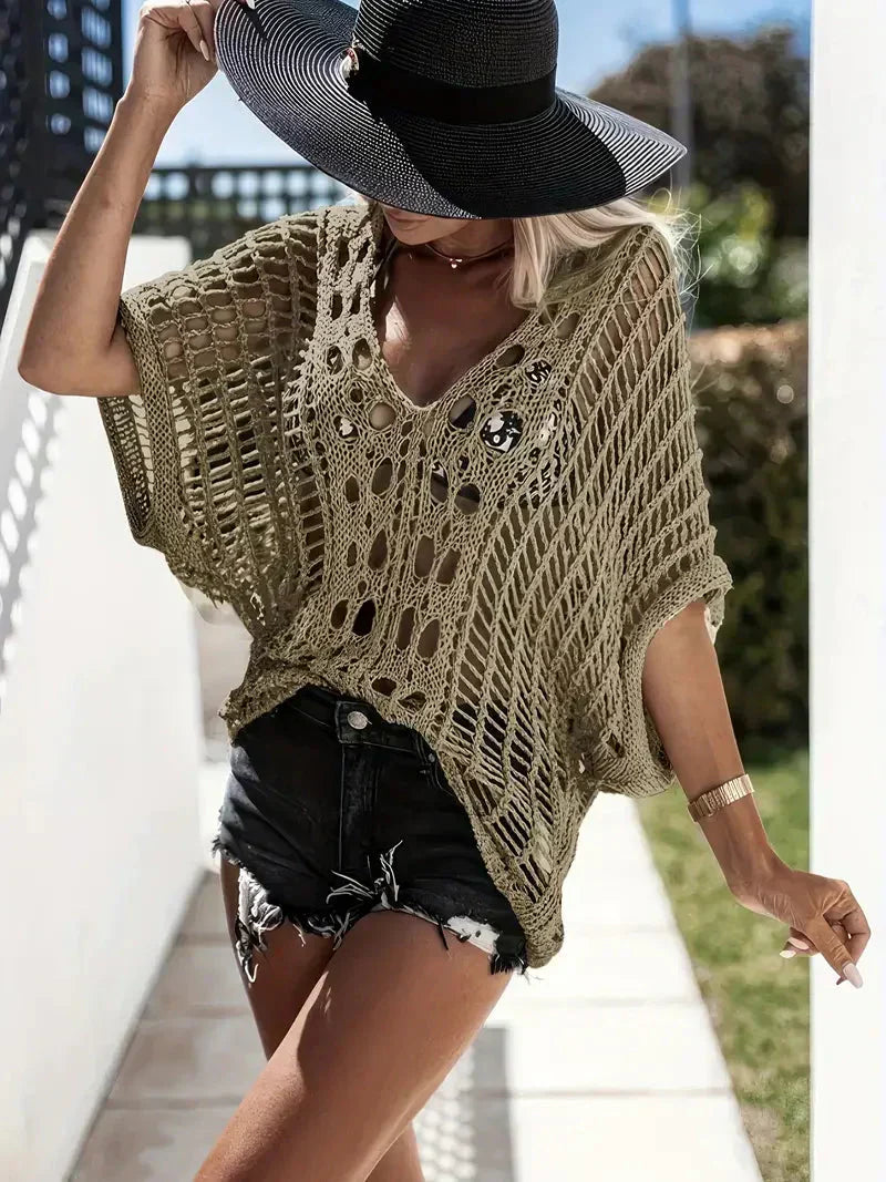 Dione - crocheted Boho-style poncho blouse