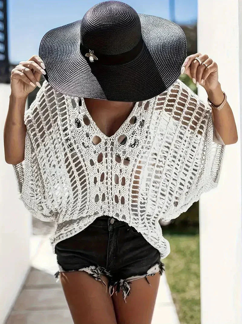 Dione - crocheted Boho-style poncho blouse
