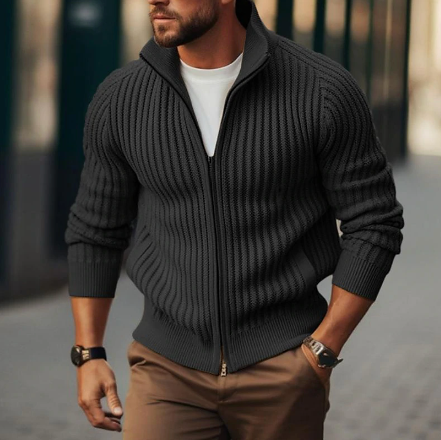 Erik Comfortable Long-Sleeve Zip-Front Sweater