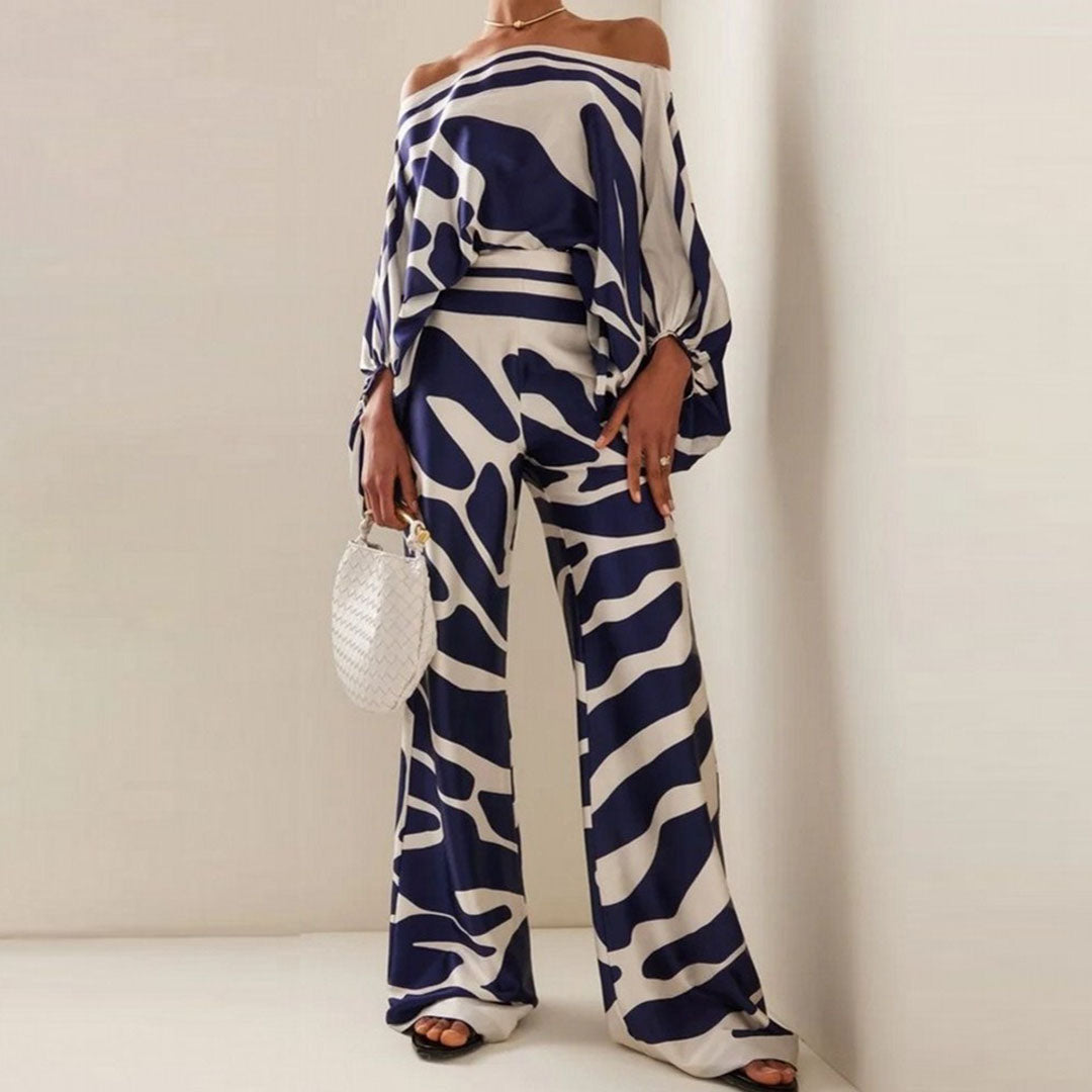 Camille | Urban Printed Off-Shoulder Women’s Pants Set