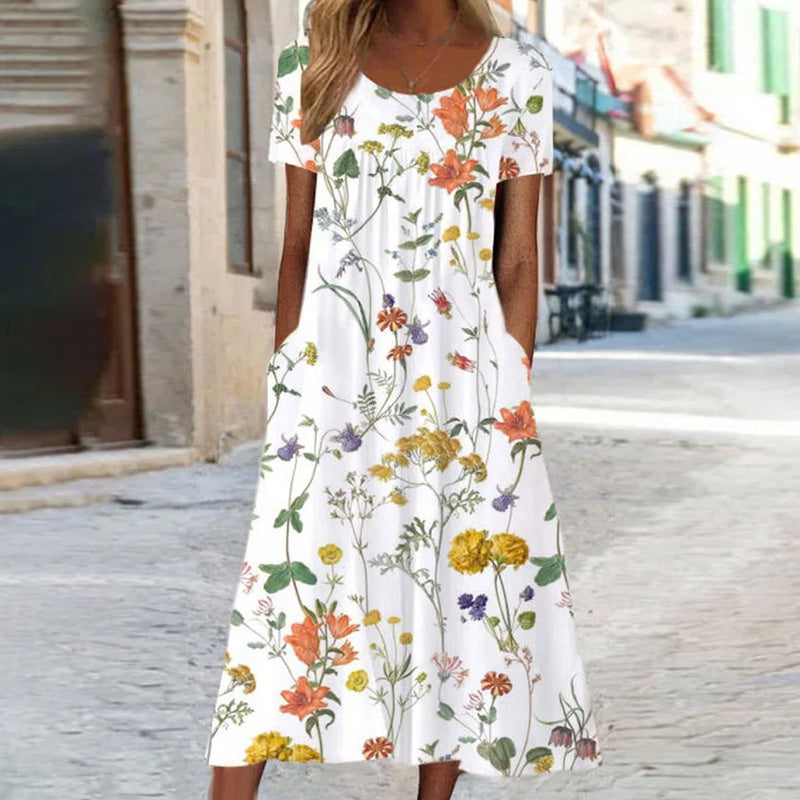 Isabella - Boho Floral Dress with Belly Cover