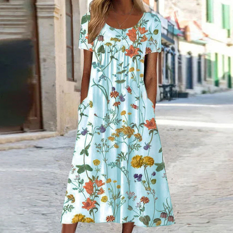 Isabella - Boho Floral Dress with Belly Cover