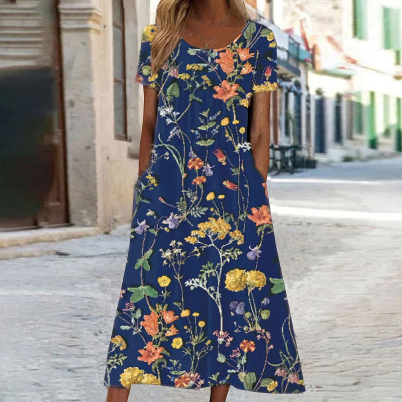 Isabella - Boho Floral Dress with Belly Cover