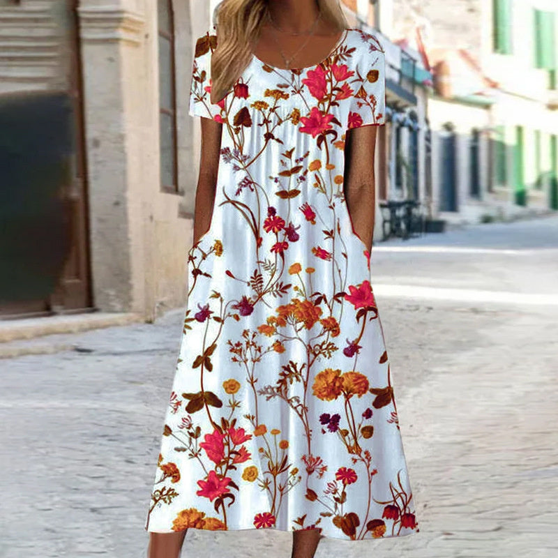 Isabella - Boho Floral Dress with Belly Cover