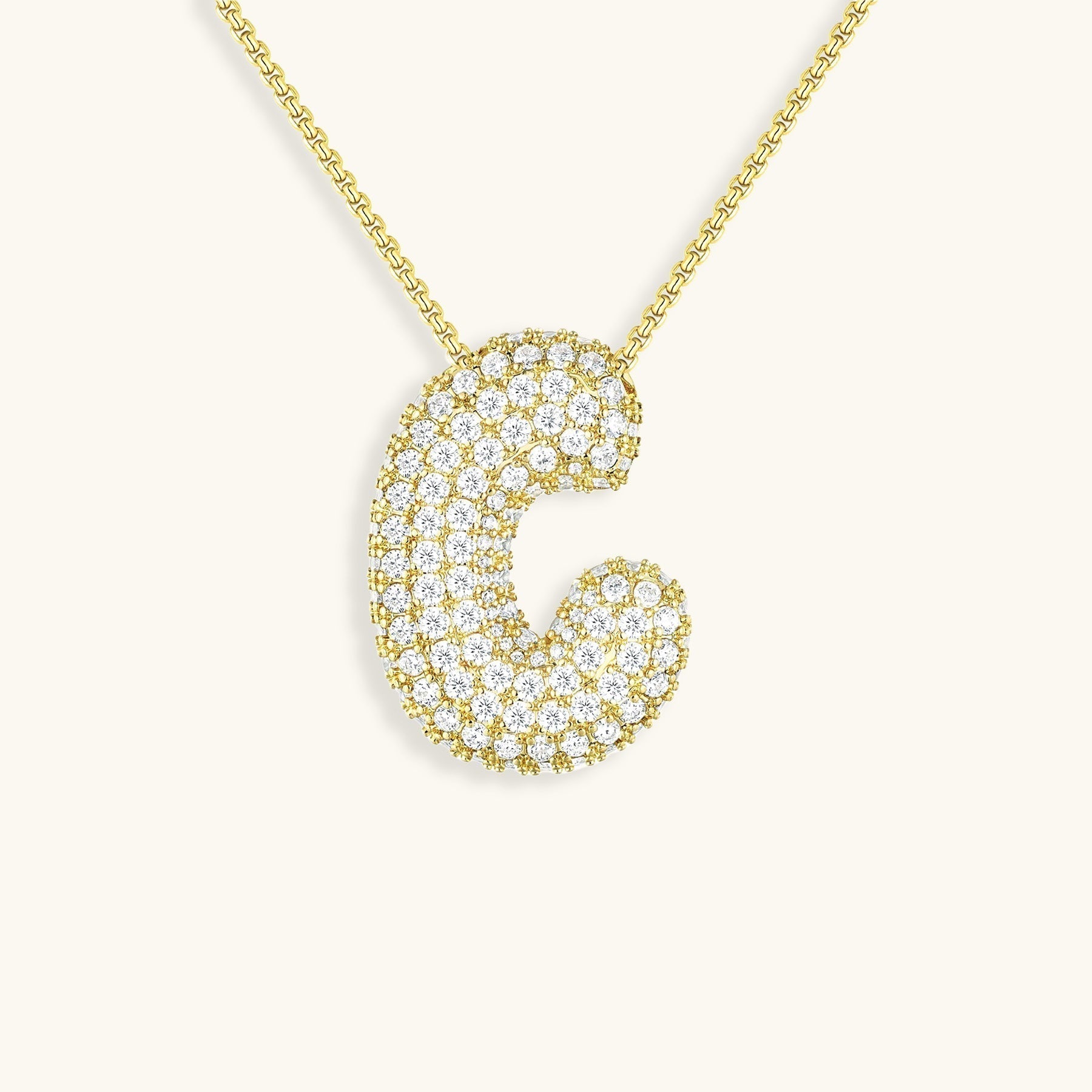 LunaBubble Initial Necklace with Diamond Effect – Personal Gift for Mother's Day