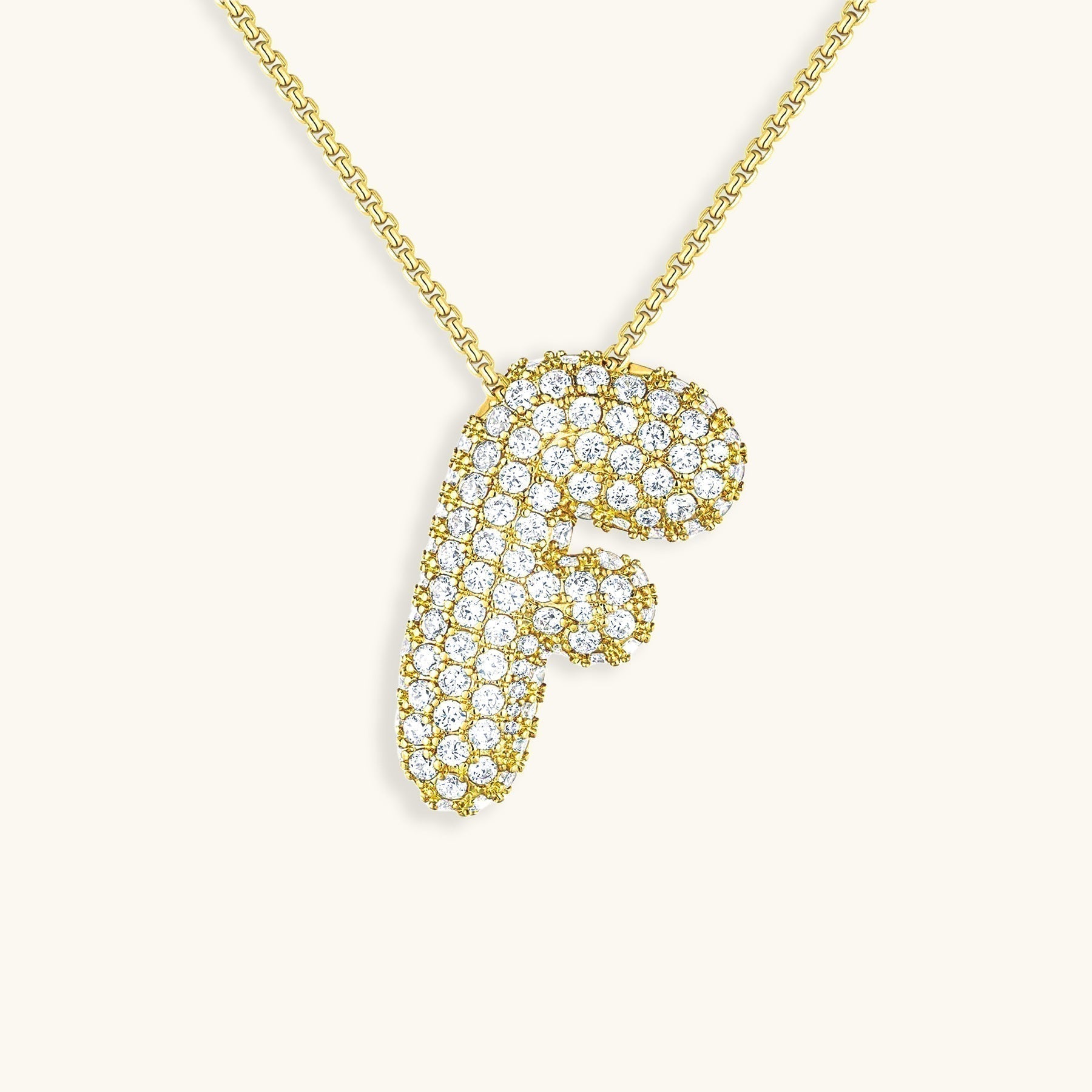 LunaBubble Initial Necklace with Diamond Effect – Personal Gift for Mother's Day