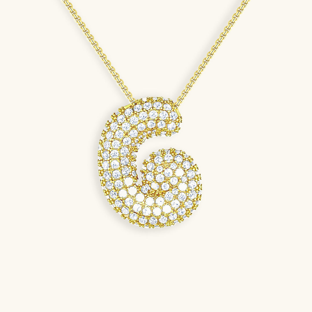 LunaBubble Initial Necklace with Diamond Effect – Personal Gift for Mother's Day