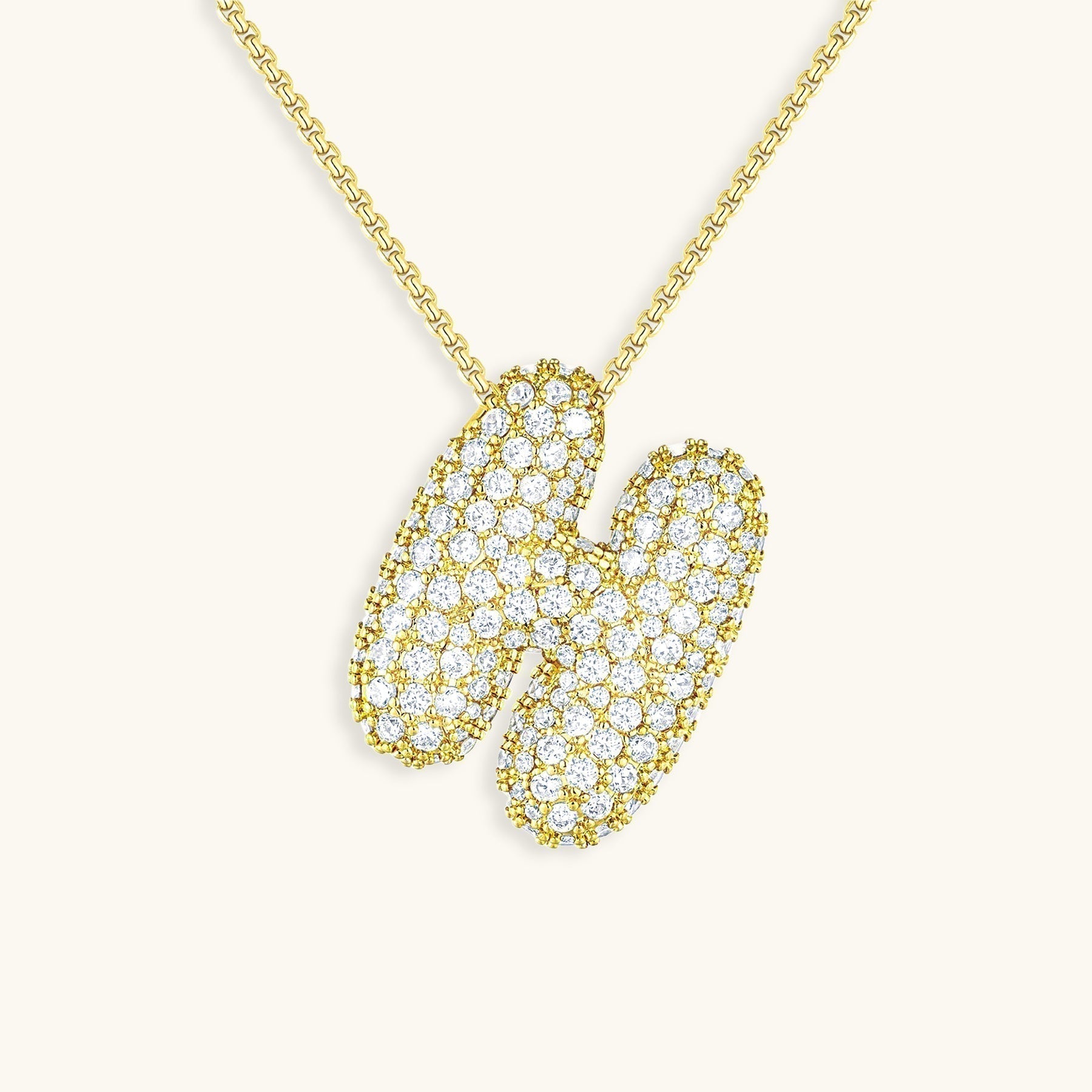 LunaBubble Initial Necklace with Diamond Effect – Personal Gift for Mother's Day