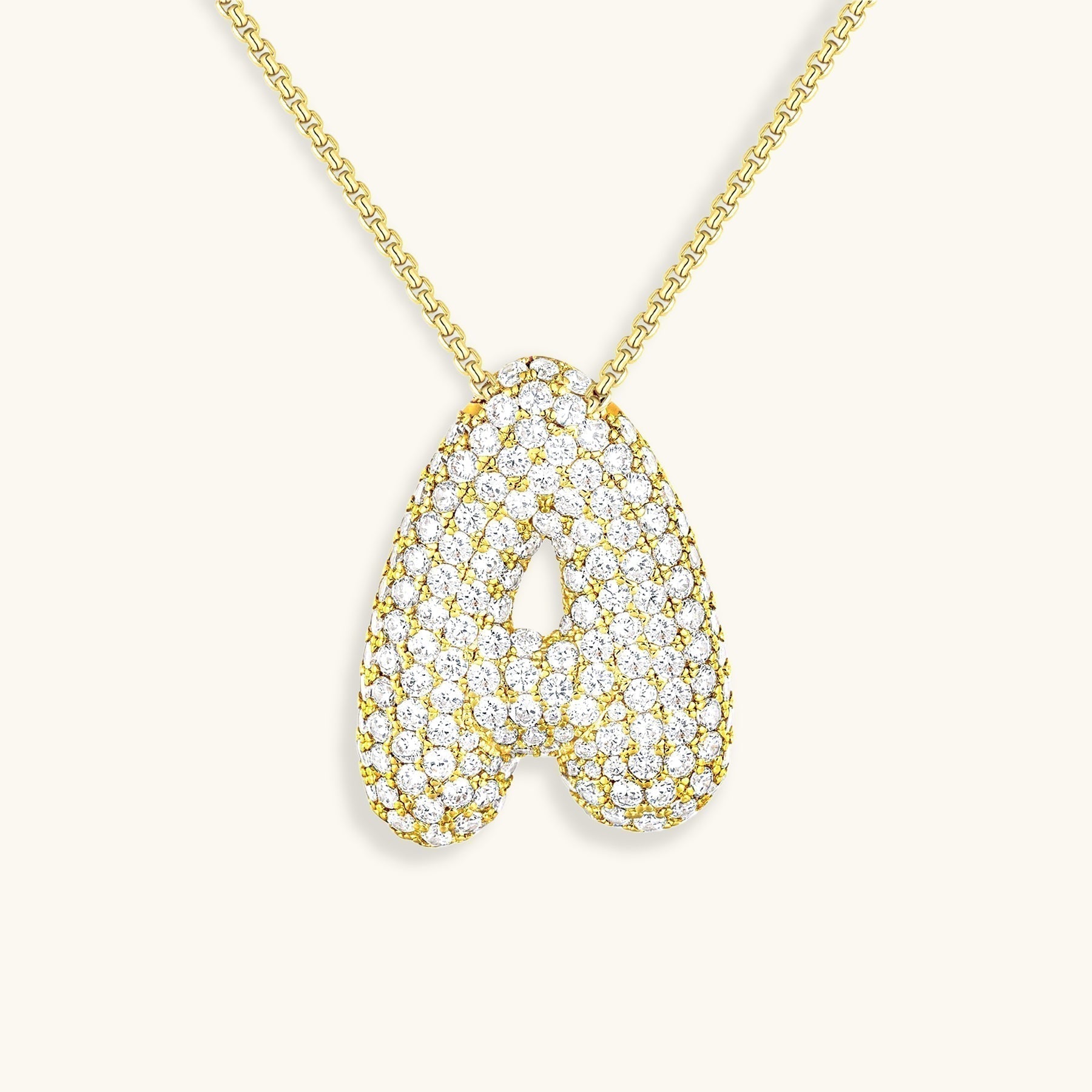 LunaBubble Initial Necklace with Diamond Effect – Personal Gift for Mother's Day
