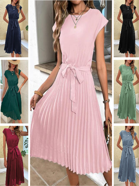 Cecilia | Mini Dress with Short Sleeves and Pleats
