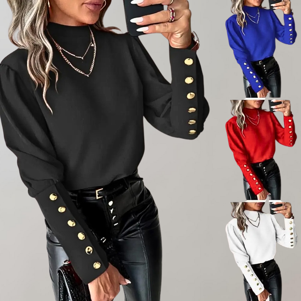 Madison - Round Neckline Buttoned Sleeve Blouse