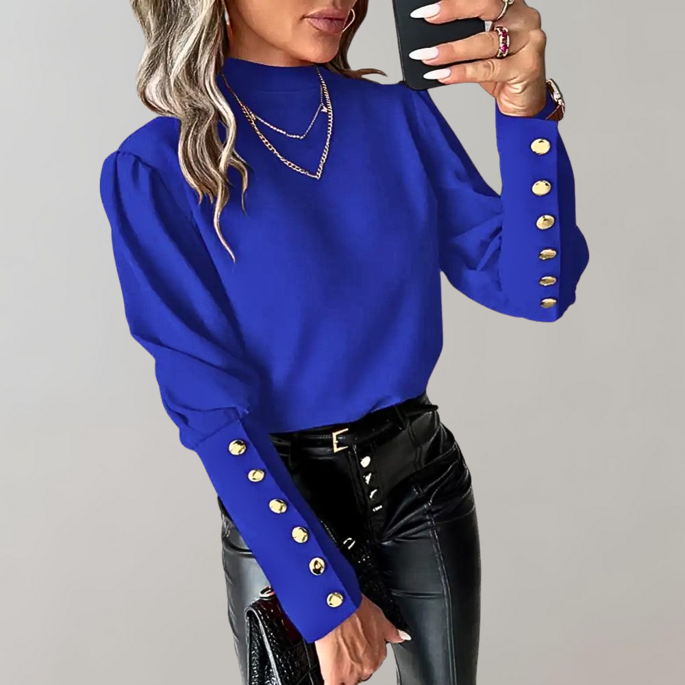 Madison - Round Neckline Buttoned Sleeve Blouse