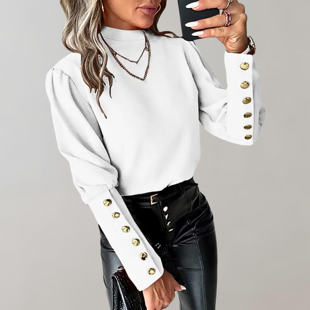 Madison - Round Neckline Buttoned Sleeve Blouse