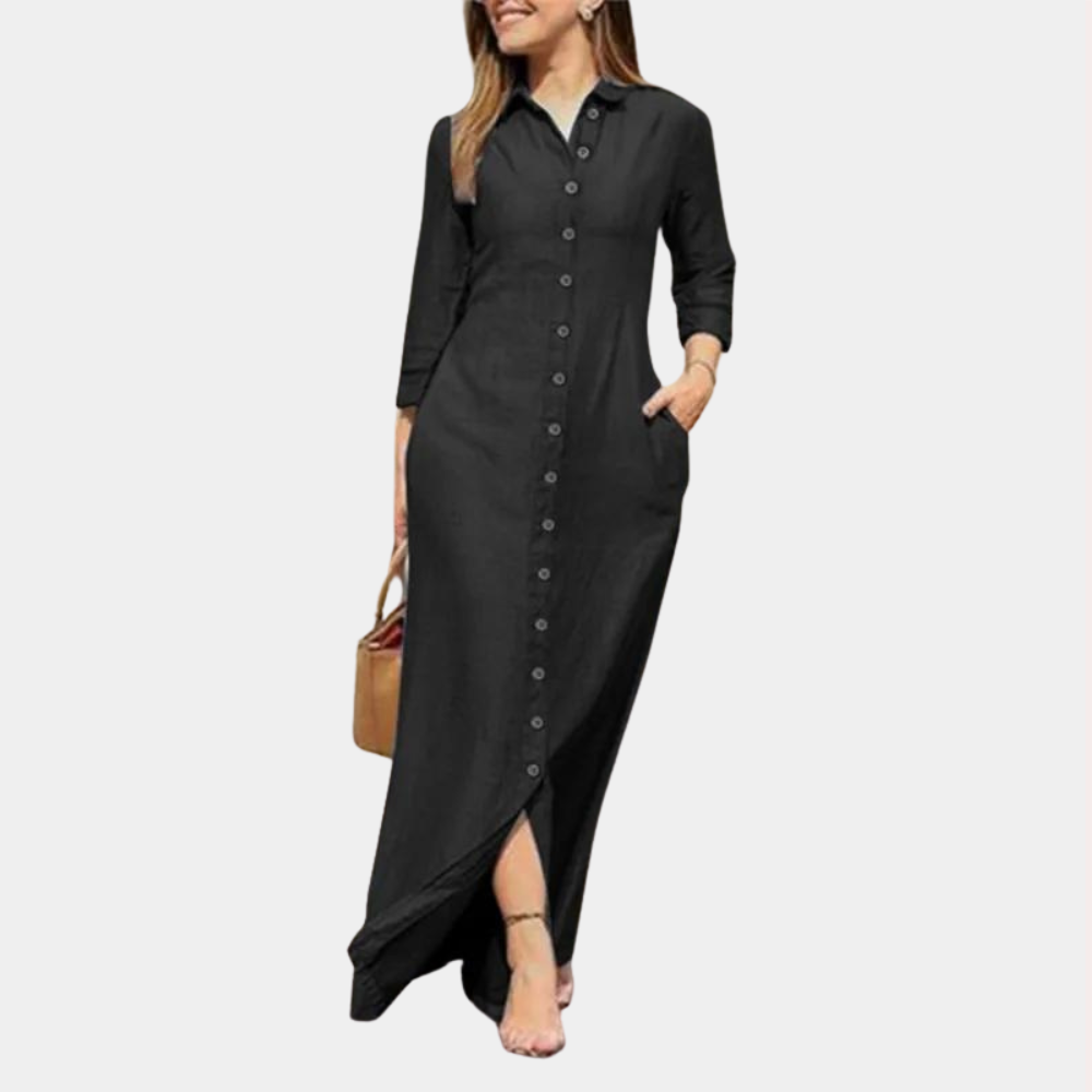 Birthe Classic Dress with 3/4 Sleeves and Loose Fit