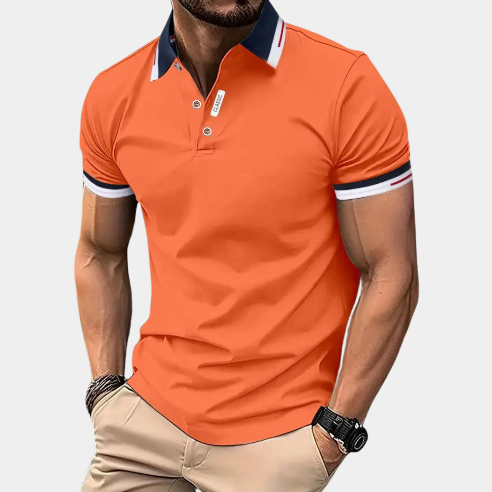 Ethan- Fitted Short-sleeved Button Polo shirt