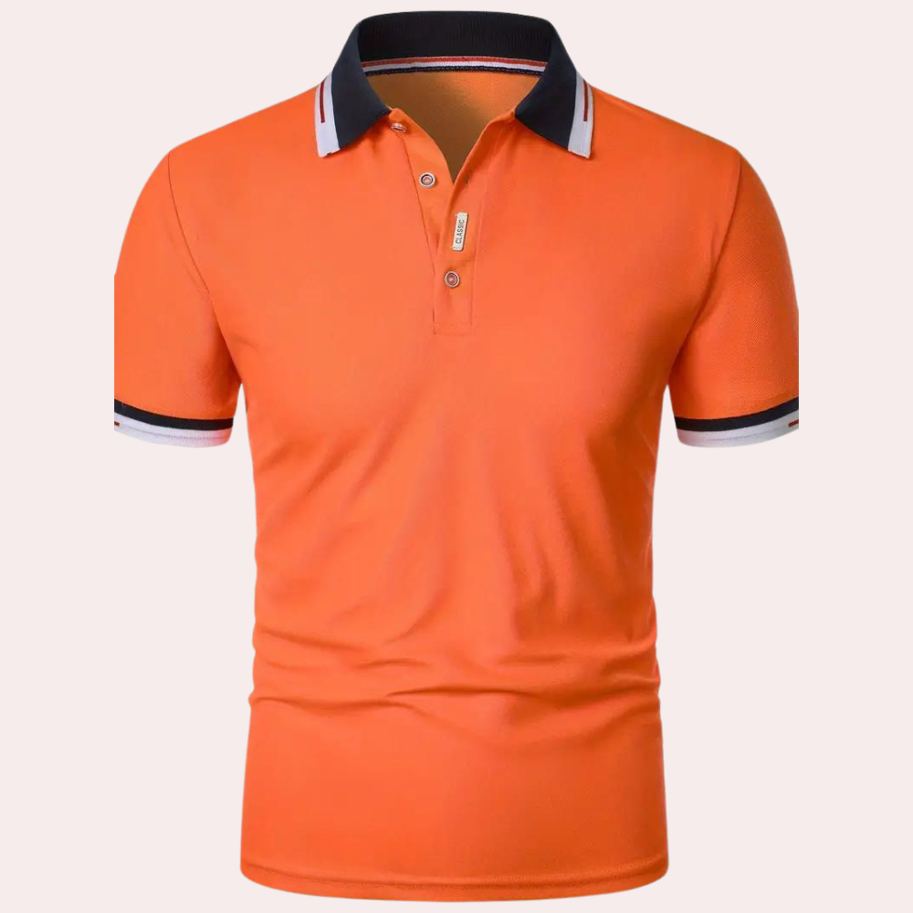 Ethan- Fitted Short-sleeved Button Polo shirt