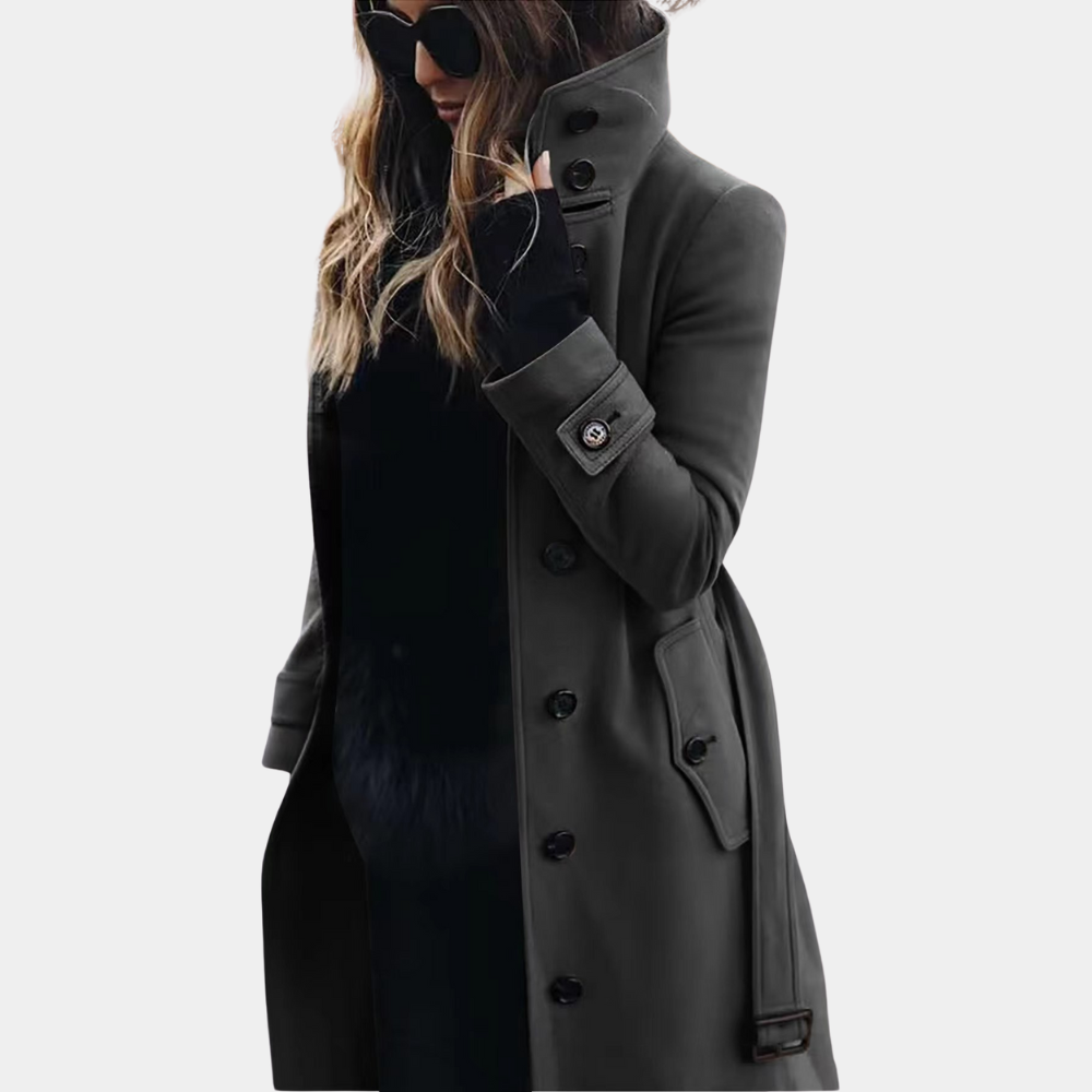 Harper - Long-sleeved buttoned belt trench coat