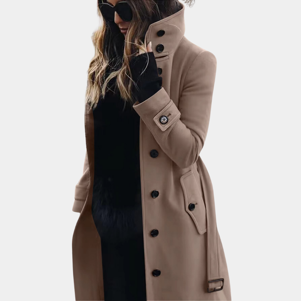 Harper - Long-sleeved buttoned belt trench coat