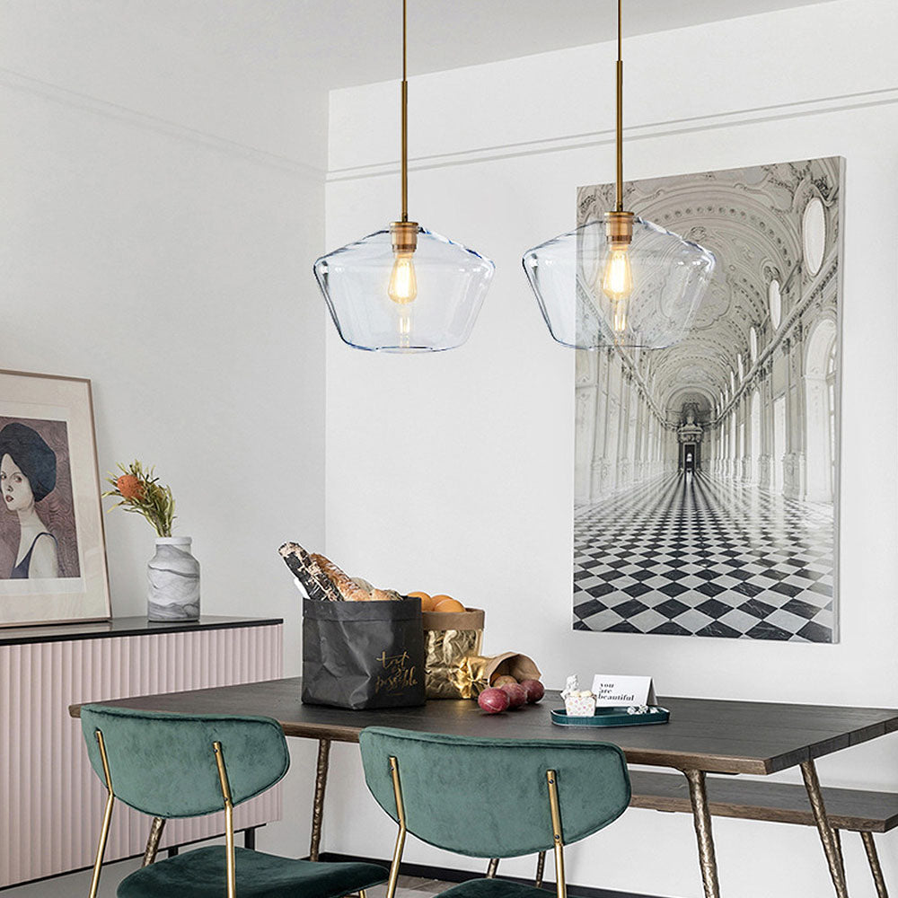 LumaGlow - Elegant Pendant Light made of Clear Glass with Brass Finish