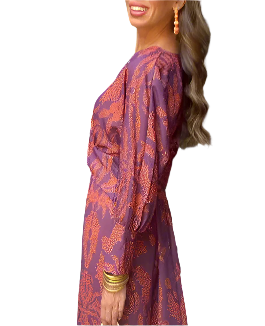Woman - Long-sleeved midi dress with V-neck and front knot
