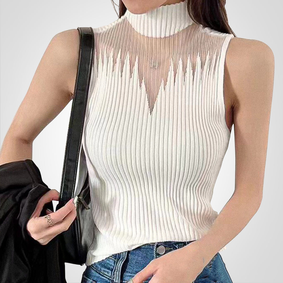 Elegance | Transparent Knitted Crop Top with Neck Holder