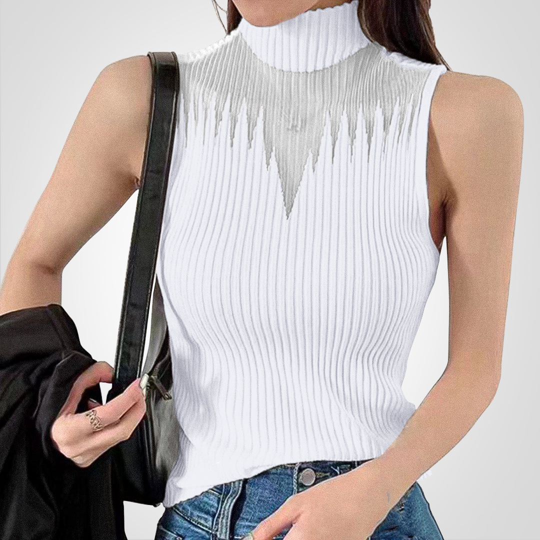 Elegance | Transparent Knitted Crop Top with Neck Holder