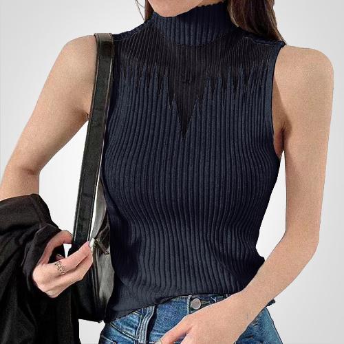 Elegance | Transparent Knitted Crop Top with Neck Holder